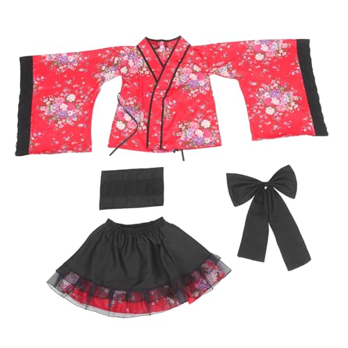 Holibanna Cosplay-Kimono-Outfit gemusterter Kimono para mujer Mädchen Kleidung Kleider japanisches Dienstmädchenkleid Frauen-Kimono Steampunk Dienstmädchen-Outfit Hanfu Damen rot von Holibanna