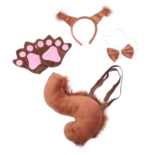 Holibanna Eichhörnchen Kostüm mit Plüsch Stirnband Fliege und Handschuhen Weiches Cosplay Zubehör für Tier Kopfschmuck für Geburtstagsparty und Karneval von Holibanna