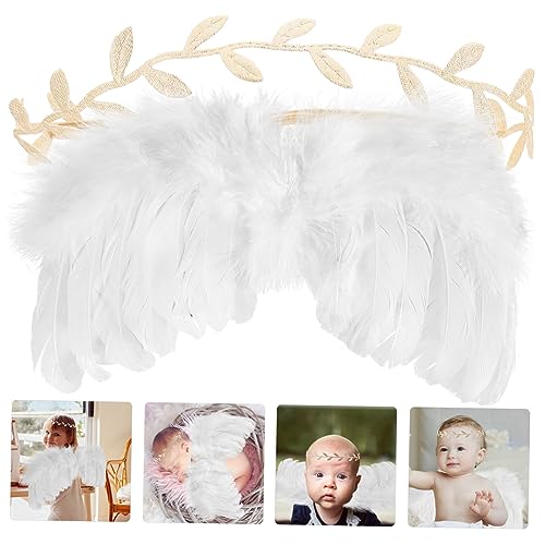 Holibanna Engelsflügel für Junge Mädchen mit Goldenem Stirnband Leichte Sichere Fotografie Requisiten für Neugeborene als Fotoshooting Kostüm und Süßes Outfit für Jungen und Mädchen von Holibanna