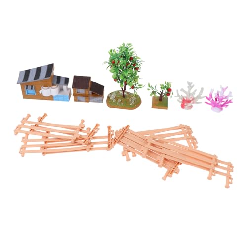Holibanna Farm Modell Miniatur Bauernhof DIY Szene Bastelspielzeug Desktop Dekoration mit Haus Obstbäumen Wasserpflanzen und Zaun für Kreative Bastelprojekte von Holibanna