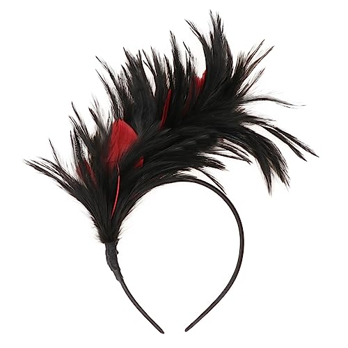Holibanna Fascinator Haarband für Damen Elegantes Kopfband mit Federn für Halloween Karneval und Maskenbälle als Fotorequisite für Feiern und Hochzeiten Schwarz Rot von Holibanna