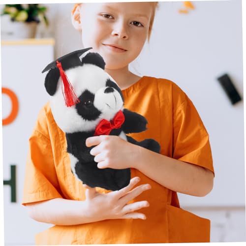 Holibanna Graduation Panda Kuscheltier mit Doktorhut Rotes Plüschstofftier mit Schleife Weiches für Abschlussfeier Dekoratives für Studenten Party Dekoration von Holibanna
