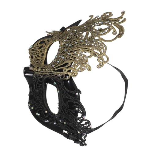 Holibanna Halbgesichtige Ballmaske mit Feiner Spitze Elastischem Band Schwarze-goldene Masquerade-augenmaske für Halloween Karneval Abschlussball und Cosplay-partys von Holibanna