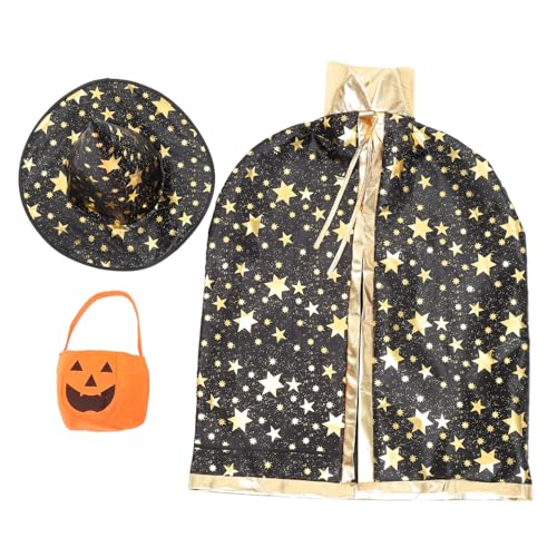 Holibanna Halloween Cape mit Stern Design und Kürbis Tasche Teiliges Cosplay Kostüm und Detailreich für Party Karneval Maskerade für Jungen und Mädchen Holibanna Halloween Cape mit Stern Design und Kürbis Tasche Teiliges Cosplay Kostüm und Detailreich für Party Karneval Maskerade für Jungen und Mädchen von Holibanna