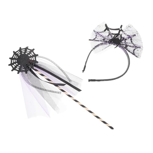 Holibanna Halloween Haarreif mit Spinnennetz Stirnband und Zauberstab Party Haar Accessoires für Kostüm Festliches Kopfschmuck für Themenpartys Vielseitig Einsetzbar für Halloween und von Holibanna