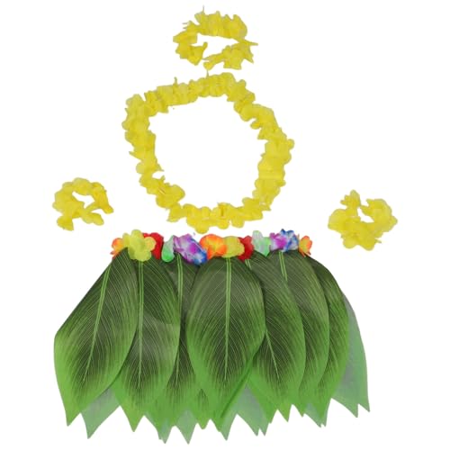 Holibanna Hawaiian Kostüm mit Luau Blumenkette und Tropischem Blätterrock für Damen Vielseitiges Hawaii Outfit für Strand Themenpartys von Holibanna