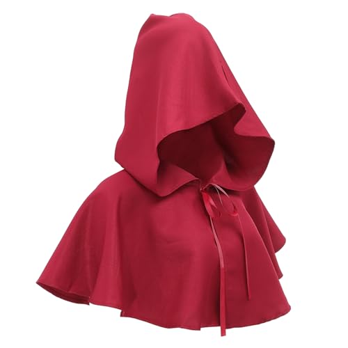 Holibanna Hexenhaube Halloween-Kapuzenmantel mittelalterliche hüte für Damen Kuhkostüm Arzt Zubehör Halloween Costume Halloween Kleidung Kutte Männer mittelalterlich Hexenhut Wolle rot von Holibanna