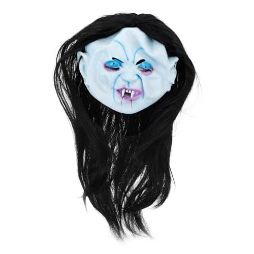 Holibanna Horror-geistermaske Halloween-masken Für Erwachsene Gruselig Halloween-horror-kopfbedeckung Gruselmasken Für Erwachsene Halloween-vampir-maske Perücke Aus P-material Black von Holibanna
