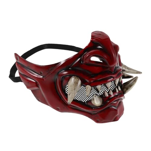Holibanna Japanische Samurai Prajna Vollgesichtsmaske Rot Realistische Dämonen Hannya Cosplay Maske Leicht und Komfortabel für Halloween Karneval Kostüm party für Samurai Prajna fans von Holibanna
