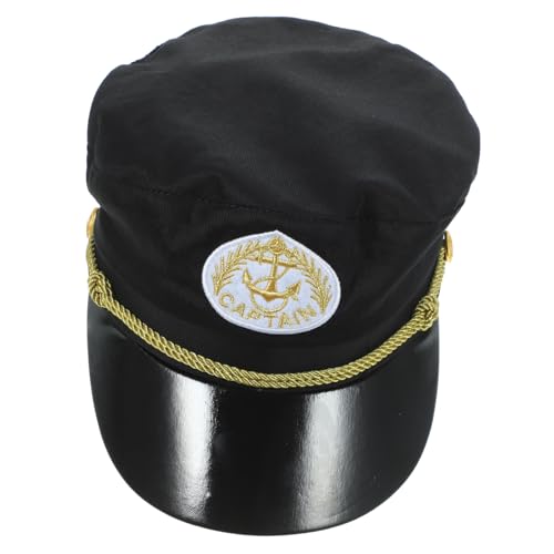 Holibanna Kapitänsmütze Baumwolle Atmungsaktiv Leicht Kostüm Mütze für Cosplay Party Segler Zubehör Schwarz von Holibanna