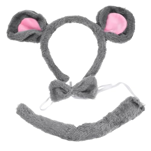 Holibanna Kostüm Set mit Plüsch Mausohren Stirnband und Schleife Niedliches Tierkostüm Zubehör für Halloween Karneval Fasching und Kostümpartys Bequemes Cosplay Accessoire von Holibanna
