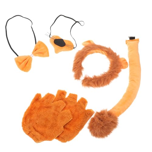 Holibanna Lion Kostüm mit Haarreif Braune Fingerhandschuhe und Leichtes Bequemes Tier Cosplay Zubehör für Zoo-partys Halloween und Karneval von Holibanna