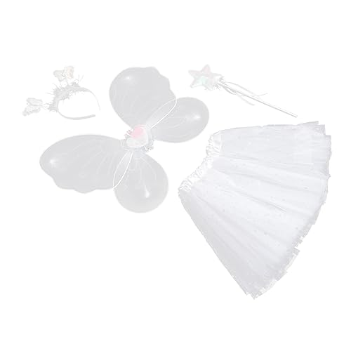 Holibanna ädchen Fairy Kleid Set Mit Schmetterlingsflügeln Tüllrock Und Zauberstab 4 Teiliges Kostü Für Ideal Für Karneval Und Kostümpartys Glänzende Details Perfektes Accessoire von Holibanna