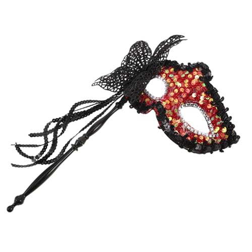 Holibanna Masquerade Maske mit Haltestick Rote Pailletten Seitliche Schmetterlingsquasten für Halloween Geburtstagsfeiern und Karnevalsfeierlichkeiten Holibanna Masquerade Maske mit Haltestick Rote Pailletten Seitliche Schmetterlingsquasten für Halloween Geburtstagsfeiern und Karnevalsfeierlichkeiten von Holibanna