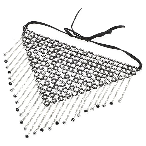 Holibanna Metallquastenmaske Schmuck Outfits Gesichtsmaske Kostüme Halloween Maske Bekleidung Fransen Maskerade Kristallmaske Partykostüm Strass Gesichtszubehör Kettenmaske Schwarze von Holibanna