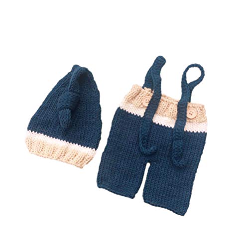 Holibanna Neugeborenen monatlichen Baby Foto Requisiten Outfits häkeln Strickmütze Hose Set für junge Mädchen Fotografie schießen (0-3 Monate) von Holibanna