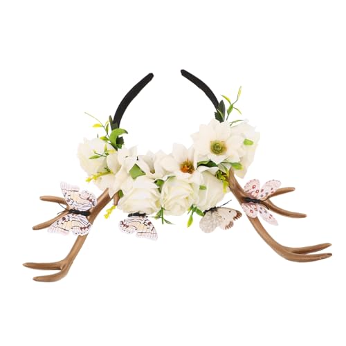 Holibanna Party Hirschgeweih Haarreif mit Schmetterling Blumen Leichtes Legierungs-headset für Weihnachten Halloween Festliche Anlässe Modisches Kopfschmuck für Damen Mädchen Holibanna Party Hirschgeweih Haarreif mit Schmetterling Blumen Leichtes Legierungs-headset für Weihnachten Halloween Festliche Anlässe Modisches Kopfschmuck für Damen Mädchen von Holibanna