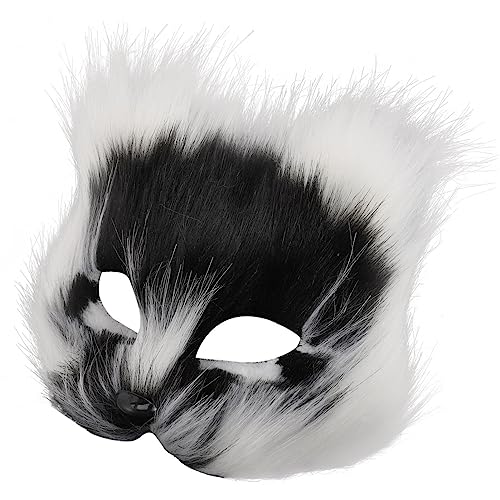 Holibanna Pelzige Fuchsmaske -Maske Cosplay-Kostüm Halbes Gesicht Tier Pelziges Party-Auge Katzenmasken Cosplay-Wolf-Masken Plüsch-Kunstmaske Für Maskerade-Kostüm-Requisiten von Holibanna