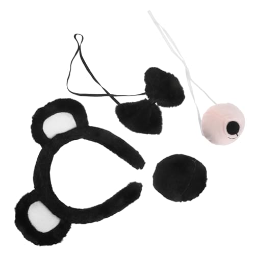 Holibanna Plüsch Bären Kostüm mit Stirnband und Fliege Weiches Leichtes Cosplay Zubehör für Halloween Karneval Party Bequemes Realistisch Texturiertes Bär-accessoire für Erwachsene von Holibanna