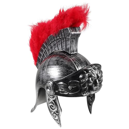 Holibanna Ritterhelm Mittelalterlicher Ritter Rüstung Krieger Kostümzubehör Samurai-Hut Antiker Römischer Helm Kopfbedeckung Spartaner Gladiatorenhelm Griechisches Kostüm von Holibanna