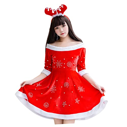 Holibanna Satz Frau. Klaus Kleid Weihnachtsmann-Outfit für Damen Weihnachtsmützen Hüte Weihnachtsmütze und Kleid Bühnenshow-Kostüm Cosplay Performance-Kostüm Weihnachtskleidung Hut Holibanna Satz Frau. Klaus Kleid Weihnachtsmann-Outfit für Damen Weihnachtsmützen Hüte Weihnachtsmütze und Kleid Bühnenshow-Kostüm Cosplay Performance-Kostüm Weihnachtskleidung Hut von Holibanna