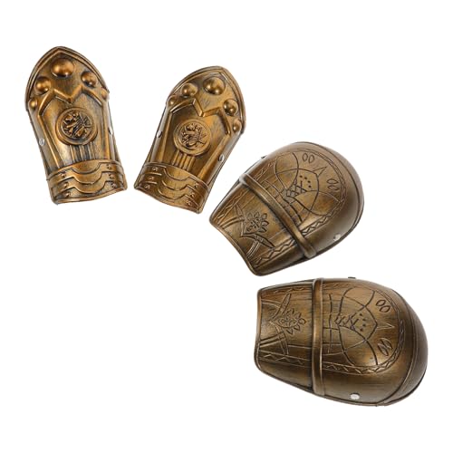 Holibanna Satz Schulter- Und Stulpenset Unterarmschiene Mittelalterliche Wachen Römischer Armschutz Metallarm Vintage Armschutzarmschienen Wintersoldatenarm Beineisen Light Brown Plastik von Holibanna