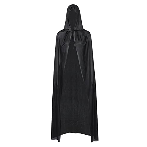 Holibanna Schwarzer Vampir Umhang mit Kapuze Langlebiges Halloween Cosplay Cape für Damen und Herren Einfach zu Tragen für Party und Rollenspiel von Holibanna
