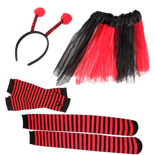 Holibanna Einzigartiges Marienkäfer-anzug-set Antennen-stirnband Tutu-rock Strümpfe Armstulpen Marienkäfer-kostüm-zubehör von Holibanna