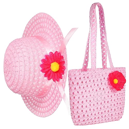 Holibanna Sonnenhut aus Stroh Strohtragetasche für Kinder Strandhüte für Kinder Baby Mädchen Sonnenhut Handtaschen Kinder-Mädchen-Einkaufstasche Kinder-Stroh-Einkaufstasche von Holibanna