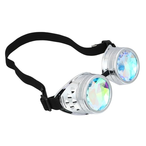Holibanna Steampunk Brille mit Regenbogen kristalllinse Leichte PC fassung Verstellbares Elastisches Band Unisex Rave Party Brille für Festivals Cosplay und Dekoration von Holibanna