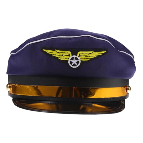 Holibanna Stewardess Hat Blau Elegantes Design Cosplay Kostüm Zubehör Kabinenpersonal Mütze für Damen Herren Airline Themenpartys Halloween Bühnenauftritte von Holibanna