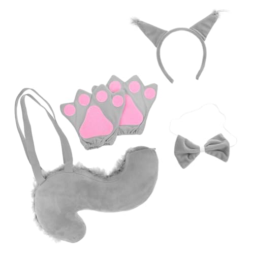 Holibanna Tierkostüm Eichhörnchen mit Süßem Ohr Haarreif Plüschschwanz und Grauen Handschuhen Weiches Bequemes Cosplay Zubehör für Kindergeburtstag Karneval Halloween und Partys von Holibanna