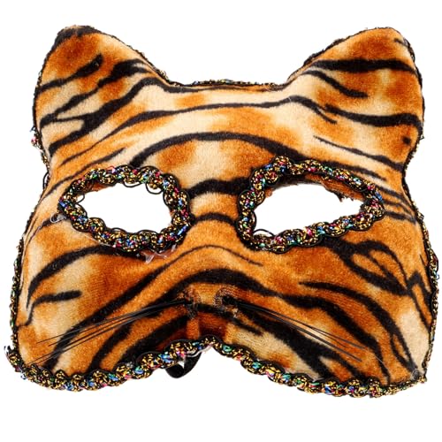 Holibanna Tiger-Halbgesichtsmaske Tier-Maskerade-Maske Karneval-Maske Kostüme Partyzubehör Für Karneval Ball Abschlussball Gastgeschenke Requisiten von Holibanna