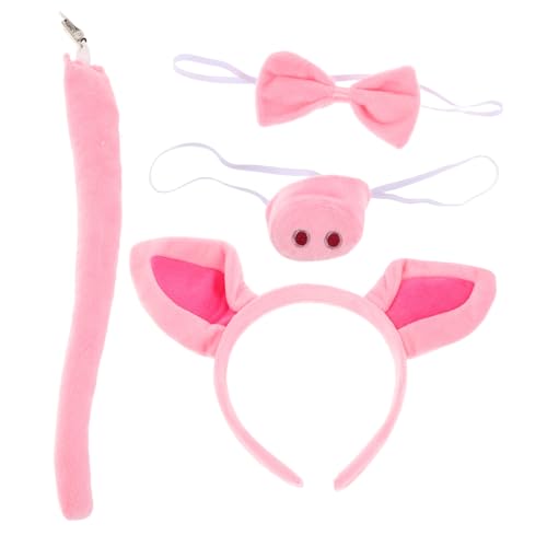 Holibanna Weiches Rosa Schwein Ohren Haarband Set mit Nasen und Accessoire Bequemes Tierkostüm für Spa Make Up und Halloween Cosplay Vielseitig Einsetzbar für Partys und Alltag von Holibanna