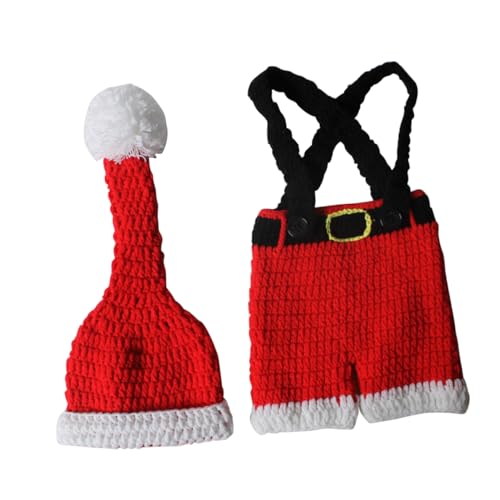Holibanna Weihnachtliches Kostüm Set aus Gewebtem Warmem mit Mütze und Hose Monate Weiche Hautfreundliche Kinderfotografie Kleidung für Festliche Fotoshooting Anlässe von Holibanna
