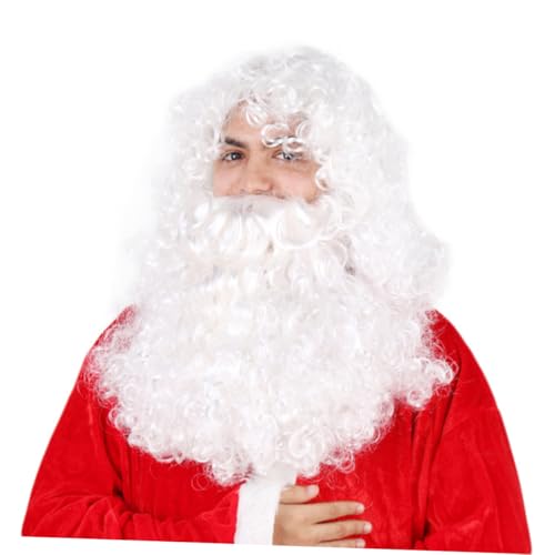 Holibanna Weißer Weihnachtsmann Perücke Lockig Cosplay Karneval Party Nikolaus Kostüm Zubehör von Holibanna