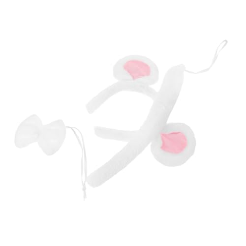 Holibanna Weißes Maus Kostüm mit Verstellbarem Plüsch-ohren Haarreif und Schleife Leichtes Kuscheliges Tieraccessoire für Halloween Geburtstag Weihnachten und Erwachsene von Holibanna