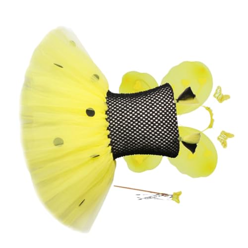 Holibanna ädchen Tüllkleid Mit Bienenmuster Fluffy Bubble Skirt Für Festivals Und Auftritte Geeignet Für 6 7 Jahre Und Kleid Mit Flügelset von Holibanna