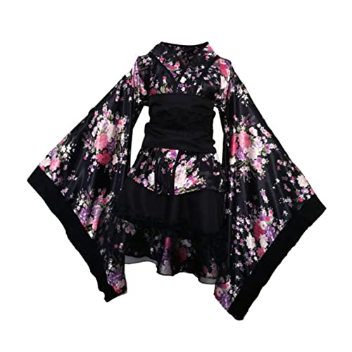 Holibanna schwarzer Piratenrock Kimono-Outfit Kimonos für Frauen Kleider Piratenkostüm Frauen-Kimono Cosplay-Kimono chinesischer Stil Dienstmädchen-Outfit Zubehör bilden Damen Kleidung von Holibanna