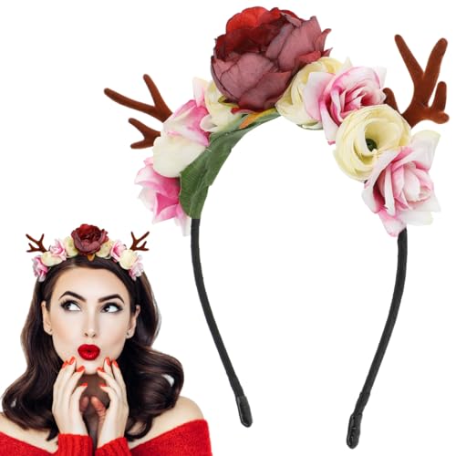 Weihnachten Rentiergeweih Stirnband Hirschgeweih Haarreifen Horn Kopfbedeckung Weihnachten Kostüm Zubehör Tierkostüm als Party-Foto-Requisite, Accessoire von Holibanna