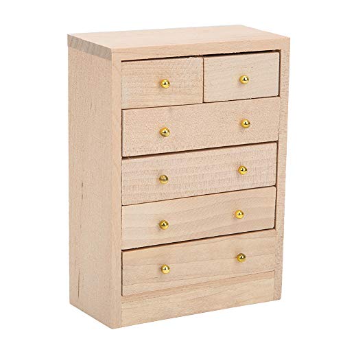 Puppenhaus-Miniatur-Holzschrank, Modellmöbel, handgefertigt, Exquisite Handwerkskunst, Dekoration für Puppenhaus-Zubehör im Maßstab 1:12, Holzfarbe von Holigie