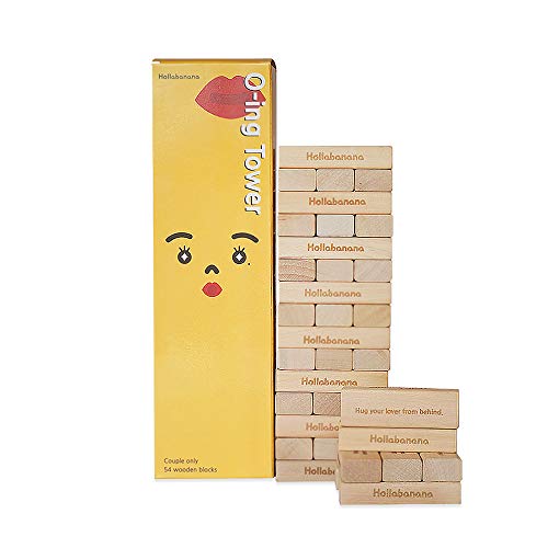 Holla Banana [O-ing Tower] Love & Naughty Stapelturm Holzblöcke Lustiges Paarspiel für Erwachsene - 54 Holzblöcke mit Wahrheit oder Pflicht Fragen und Herausforderungen von Holla Banana