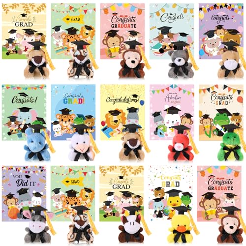 Hollowfly 15 Sets Abschluss-Mini-Stofftiere mit Karten zum Schulabschluss, Plüschtier, Abschluss, Austauschpreis für Abschlussfeier, Party, Gastgeschenke, Geschenkaustausch Hollowfly 15 Sets Abschluss-Mini-Stofftiere mit Karten zum Schulabschluss, Plüschtier, Abschluss, Austauschpreis für Abschlussfeier, Party, Gastgeschenke, Geschenkaustausch von Hollowfly
