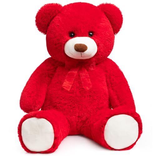 HollyHOME 90 cm großer Riesen-Teddybär, Kuschelbär-Liebhaber, Geschenk, weiches Plüschtier, Stofftiere, Puppe, Geburtstagsgeschenk für Kinder, Liebhaber, Mädchen und Jungen, Baby, True Red HollyHOME 90 cm großer Riesen-Teddybär, Kuschelbär-Liebhaber, Geschenk, weiches Plüschtier, Stofftiere, Puppe, Geburtstagsgeschenk für Kinder, Liebhaber, Mädchen und Jungen, Baby, True Red von HollyHOME