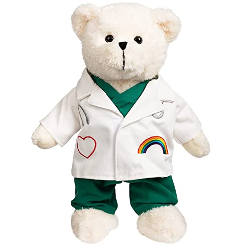 HollyHOME Doctor Bear Plüsch-Teddybär in Peelings und weißem Mantel, Geschenke für Ärzte, Studenten und Kinder, 40,6 cm, cremefarben von HollyHOME