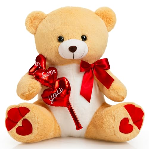 HollyHOME I Love You Teddybär Stofftier Plüsch Teddybär mit roten Herzen und Schleife Süßes Plüschtier Geschenk 50,8 cm HollyHOME I Love You Teddybär Stofftier Plüsch Teddybär mit roten Herzen und Schleife Süßes Plüschtier Geschenk 50,8 cm von HollyHOME