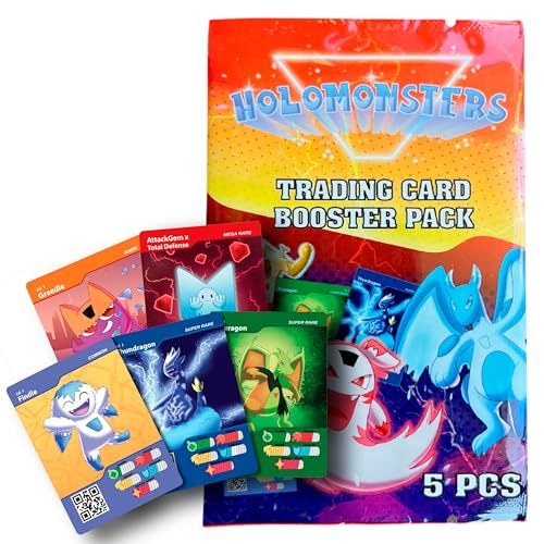 HOLOMONSTERS Trading Card Booster Pack, zusätzliche Sammelkarten zum Holomonsters Hologramm-Spiel, interaktives Monster-Sammelspiel, Augmented-Reality-Sammelkarten für Kinder von 6–12 Jahre von Holomonsters
