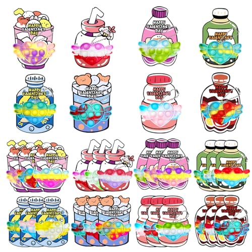 Valentinstagskarten für Kinder mit Mini-Herz, Pop-Fidget-Spielzeug für Jungen und Mädchen, Valentinstagsparty, Klassenzimmer, Schule, Austausch, Leckerli-Preise, Aktivität für den Unterricht, 24 Stück Valentinstagskarten für Kinder mit Mini-Herz, Pop-Fidget-Spielzeug für Jungen und Mädchen, Valentinstagsparty, Klassenzimmer, Schule, Austausch, Leckerli-Preise, Aktivität für den Unterricht, 24 Stück von Holydeck