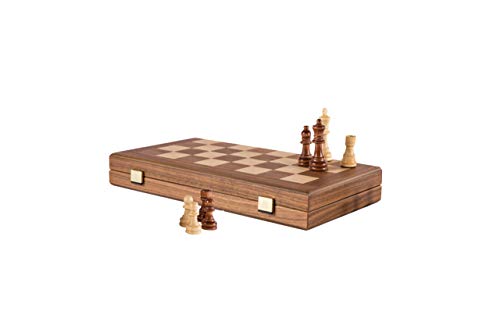 Backgammon / Schach aus Nussbaumholz | Holzkassette | Ideal für die Reise von Holz-Leute