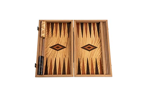 Backgammon Olivenholz Holzkassette medium mit Intarsien - Handarbeit von Holz-Leute